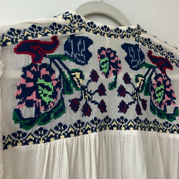 Free People Womens Embroidered Bishop Sleeves Blouse Size XL - Picture 7 of 7